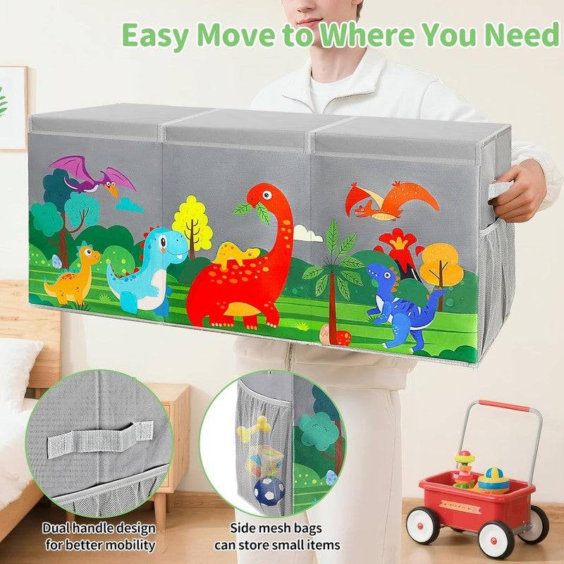 Extra Large Toy Box Chest Collapsible Dinosaur Storage Bin Kids Grey3