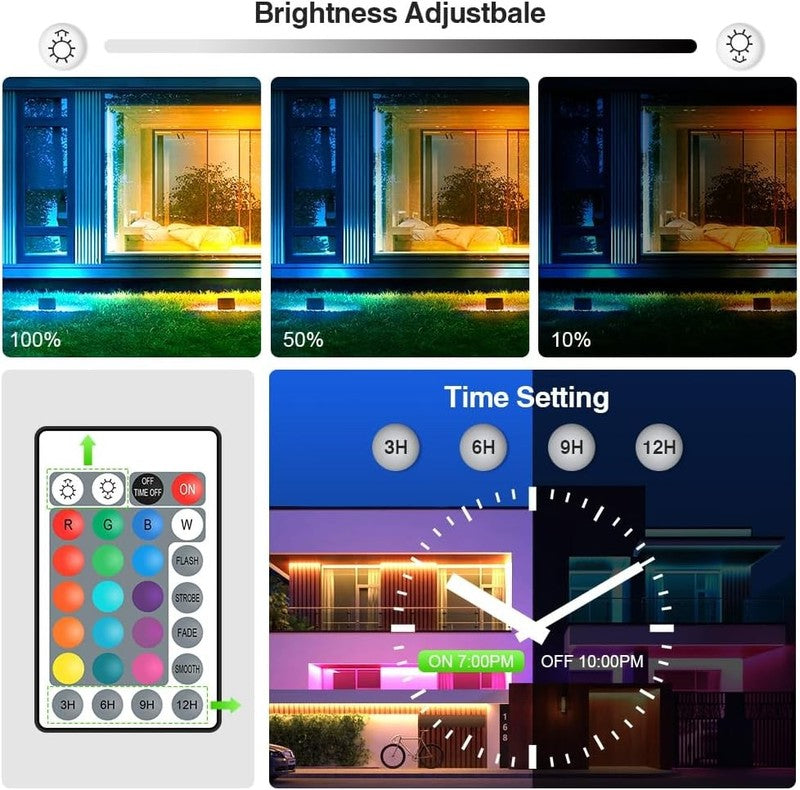 2 Pack 100W RGB LED Flood Lights, 12000LM Color Changing Smart Floodlight with R3