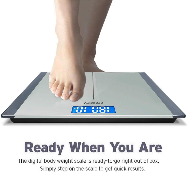 Bathroom Scale Digital Body Weight 400lb Silver Step On Large Display3
