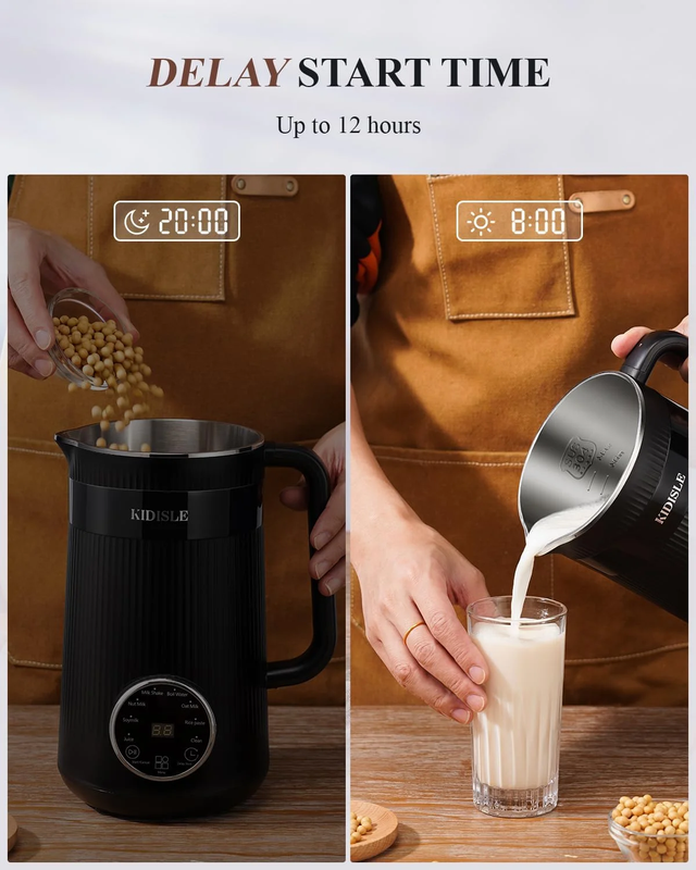 32oz Automatic Soy & Plant Milk Maker, Almond, Oat, Coconut, Non Dairy, Black4