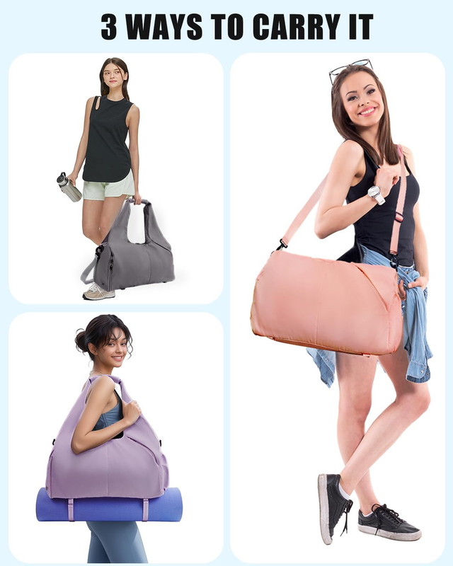 Gym Bag for Women with Shoe Compartment Yoga Mat Bag with Wet Pocket and Water B7