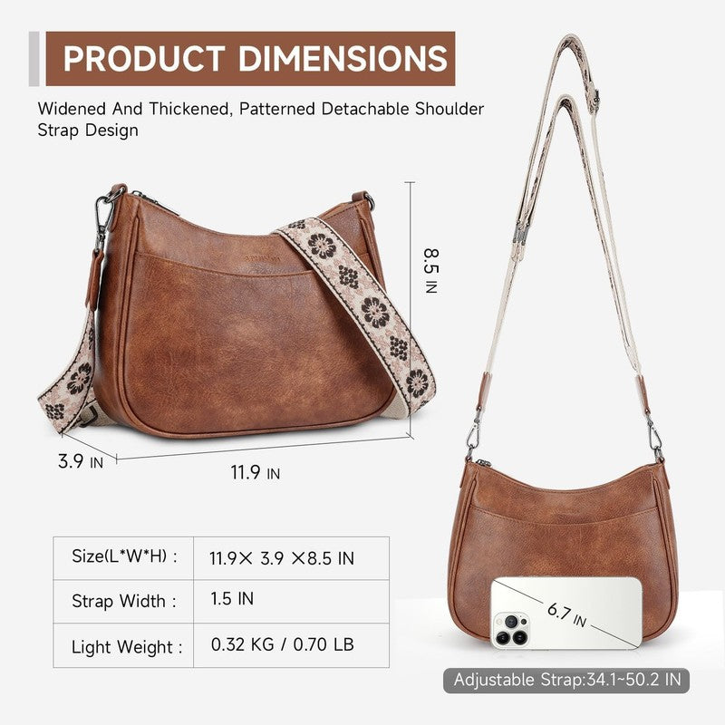 Trendy Leather Crossbody Purse with Adjustable Strap, Women'S Shoulder Handbag5