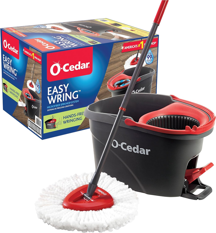 Easywring Microfiber Spin Mop, Bucket Floor Cleaning System, Red, Gray, Standard0