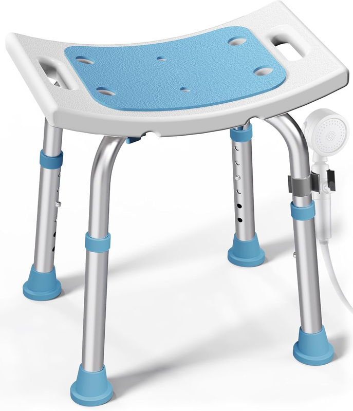 Shower Chair for inside Shower, 400 Lbs Adjustable Shower Stool with Suction Fee10