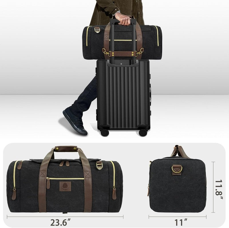 Duffle Bag for Travel, 50L Canvas Duffle Bag Vintage Travel Bag Overnight Bag wi6