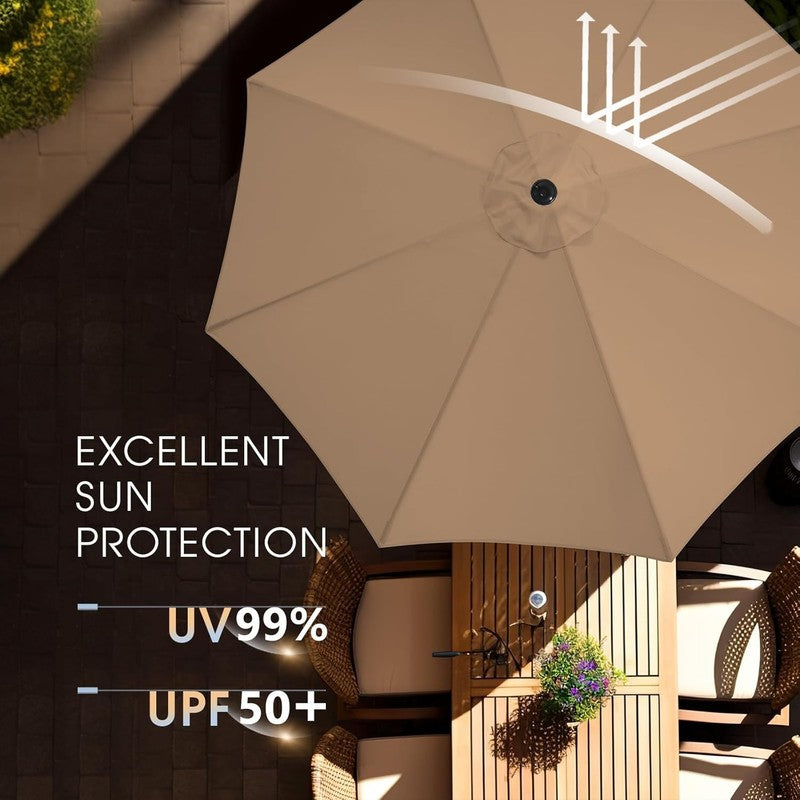 9FT Umbrella with Base Outdoor Waterproof Fade Resistant Patio Deck3