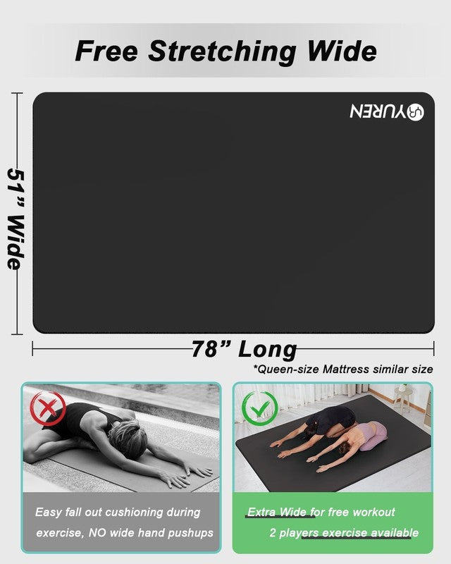 Large Workout Mat 78"X51" 10Mm Thick NBR Foam Exercise Mat for Home Gym Yoga Pil1