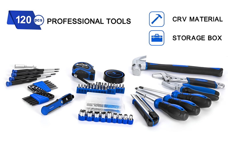 159Pc Home Repair Tool Set Household Hand Tool Kit w/ Storage Case Garage DIY5