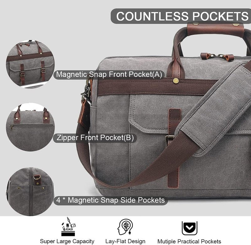 Waterproof Leather Canvas Duffle Bag Overnight Weekender Travel Bag Men Women4