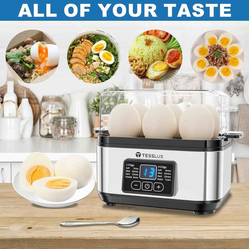 Electric Rapid Egg Cooker – 6 Egg Capacity with Auto Shut Off for Boiled, 5