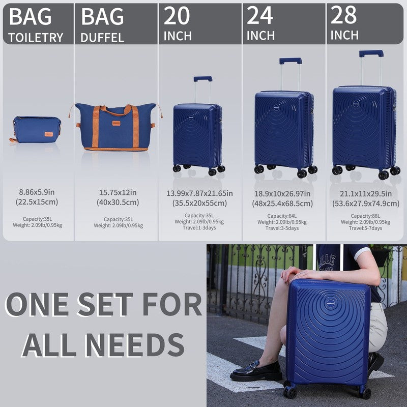5 Piece Luggage Set Hardside Spinner Suitcase 20 24 28 Inch TSA Lock Airline5