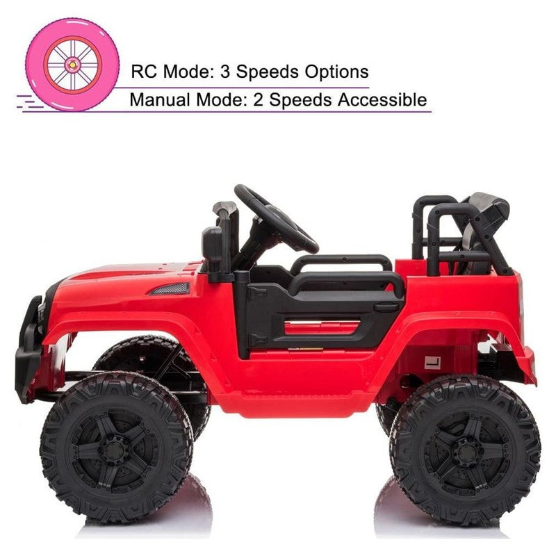 12V Electric Remote Control Kids Ride-On Truck with LED Lights & Seat Belt - Red4