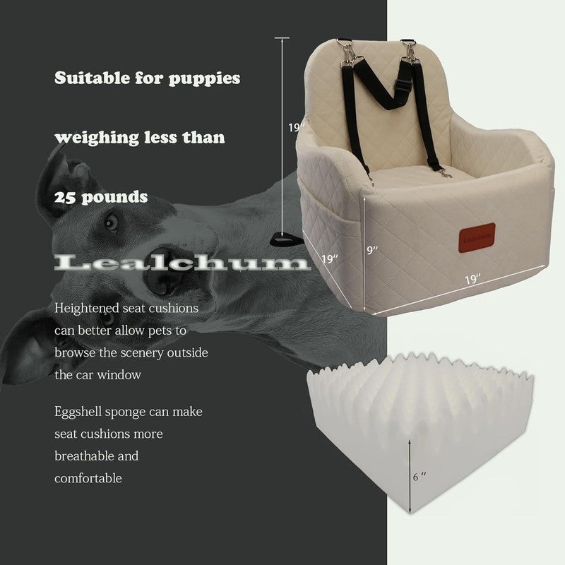 Dog Booster Car Seat,Ultra Soft Fabric & Filling Memory Foam,Elevated Cushion,3 1