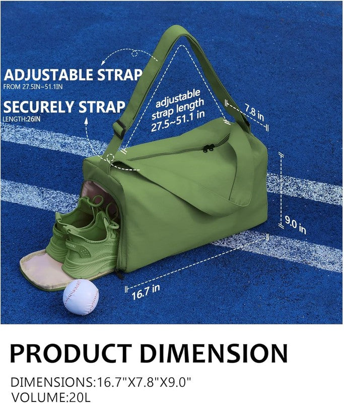 Small Gym Bag Shoes Compartment Duffle Travel Bag Wet Pocket Yoga Pilates Swim2