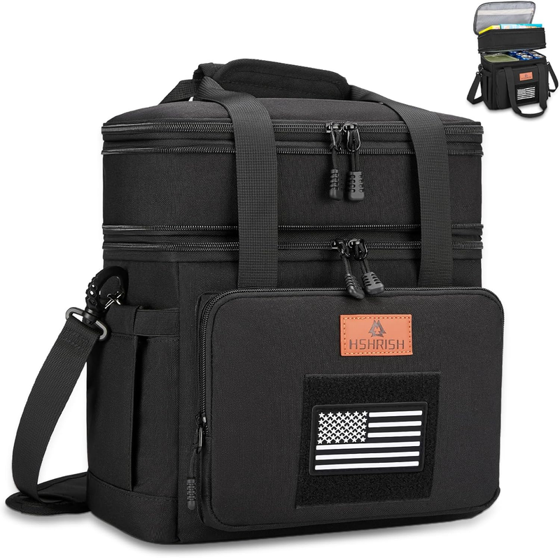 Double Deck Expandable Insulated Lunch Bag 16L/24 Cans Black10