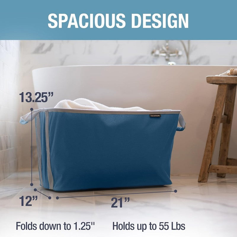 Collapsible Laundry Basket Hamper 2 Pack 60L Denim Gray Foldable Organizer2