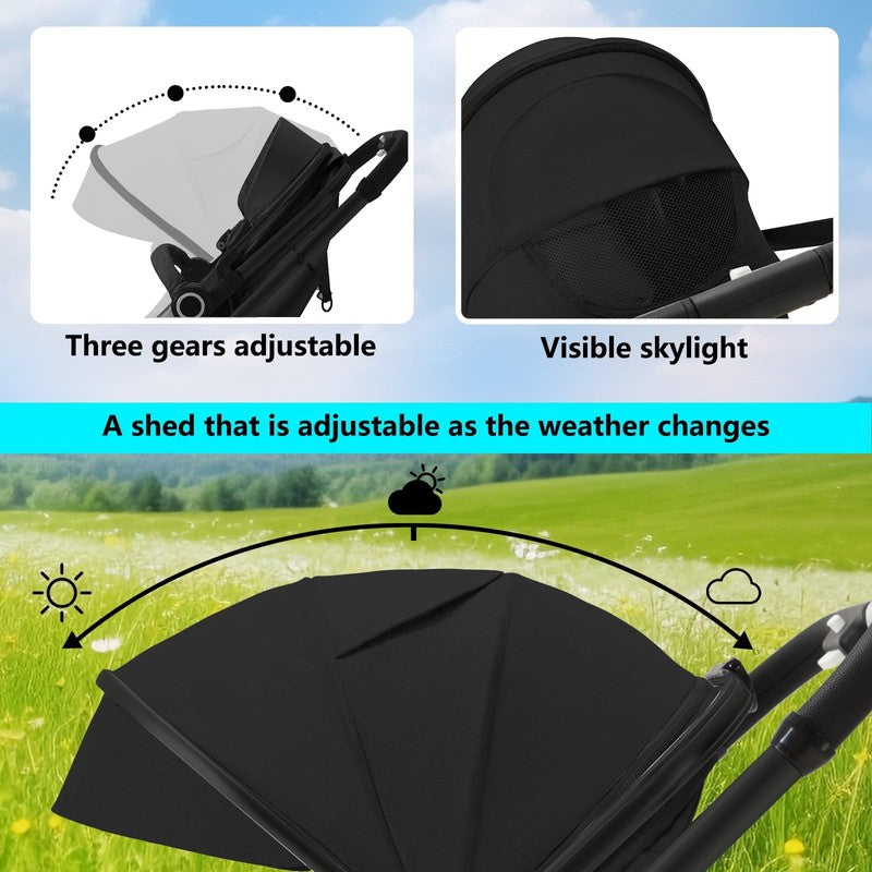 3-In-1 Convertible Baby Stroller with Big Seat and Adjustable Canopy, 24 Pound, 8