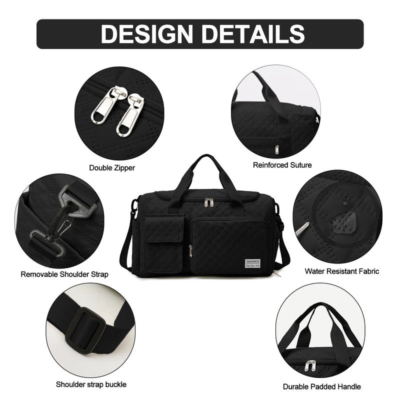 Travel Gym Duffel Tote Wet Pocket Shoe Storage Black4