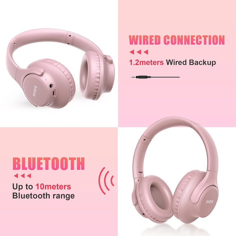 Bluetooth Over Ear Headphones 65H Playtime Wireless Headset Mic Bass6