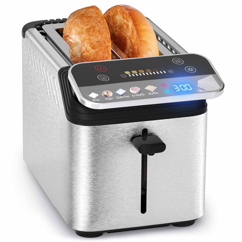 2-Slice Touchscreen Toaster Stainless Steel Wide Slots Bagel Reheat Defrost0
