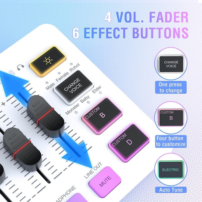 Gaming Mic & Audio Mixer Bundle USB/XLR Streaming Podcast Mixer Kit KS5W3