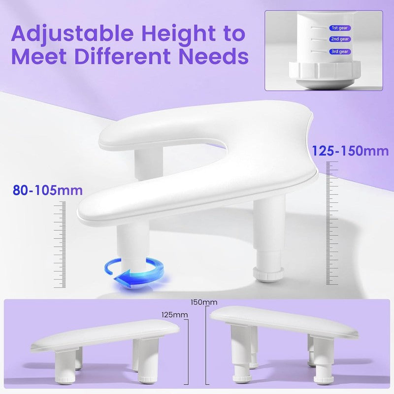 Adjustable U Shaped Nail Arm Rest for Manicure   Microfiber PU Leather (White)1
