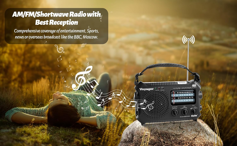 KA500 5 Way Powered Emergency AM/FM/SW NOAA Weather Alert Radio with Solar,Dynam7