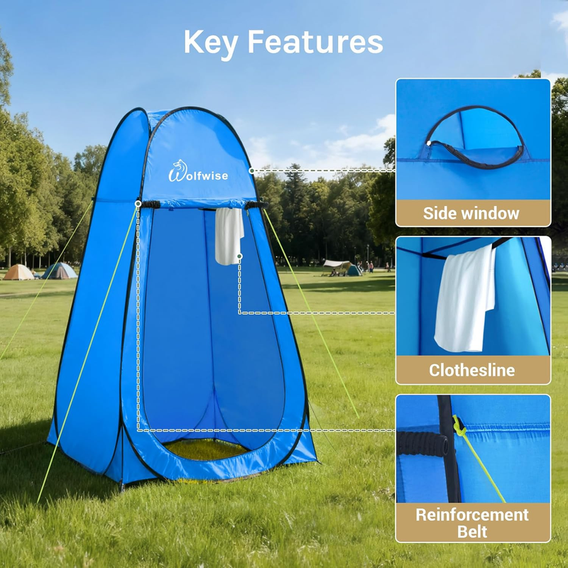 Pop Up Shower Tent Camping Portable Privacy Changing Ventilated Carry Bag Blue6