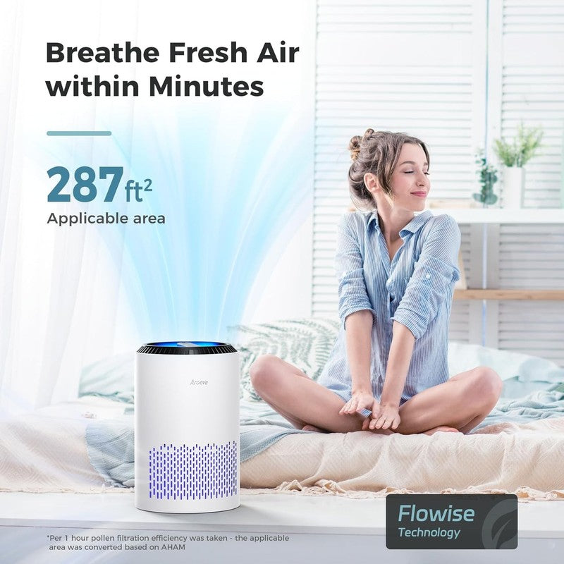 Air Purifier for Bedroom, 3 Layer Filter, Sleep Mode, Energy Saving, MK01 White1