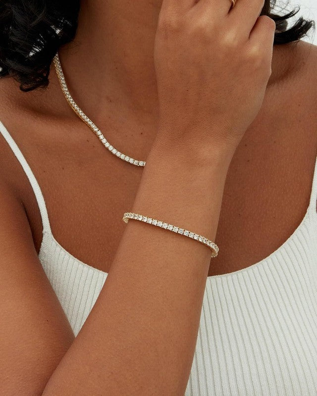 Gold Plated 3Mm Cubic Classic Tennis Bracelet for Women | Size 6.5-7.5 Inch1
