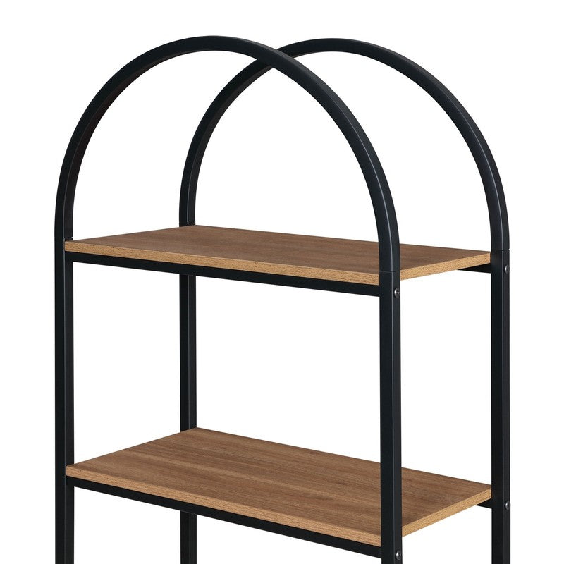 5-Shelf Metal and Wood Arch Open Bookcase3