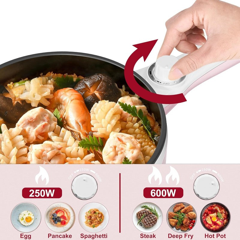 Electric Hot Pot 1.5L Mini Non Stick Sauté Pan Portable Adjustable Power2