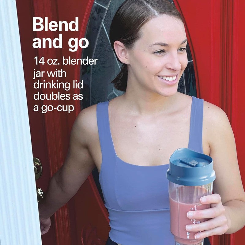 Portable Blender 14Oz BPA Free Cup & Lid, Stainless Steel Blades, Blue 511721