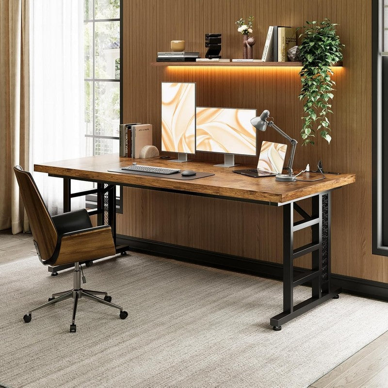 71" Executive Desk w/ USB Ports Large Modern Office Table Vintage2