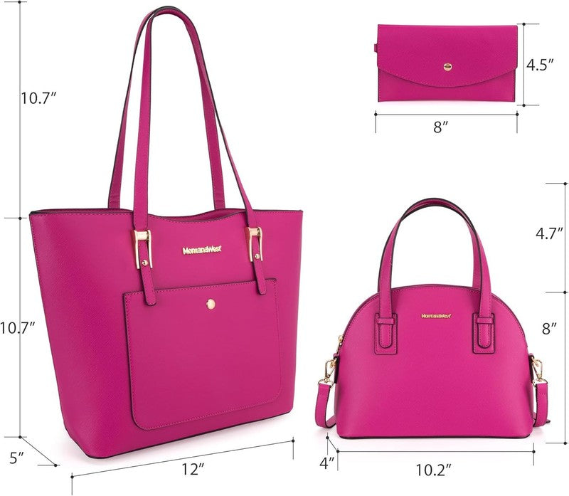 3PCS Purses for Women Tote Bag and Wallet Set Shoulder Satchel Handbags5