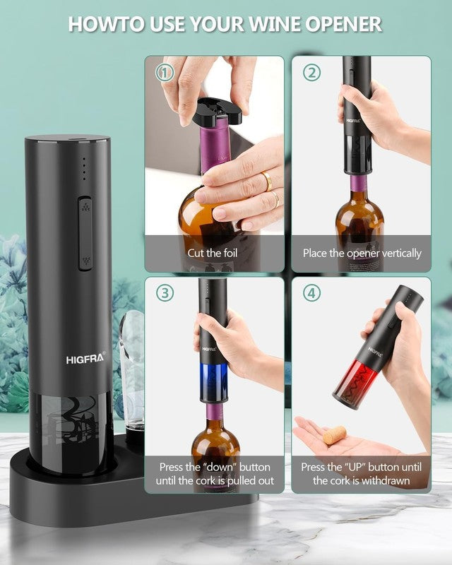 Electric Wine Opener Gift Set – Rechargeable Automatic Corkscrew with Aerator, V1