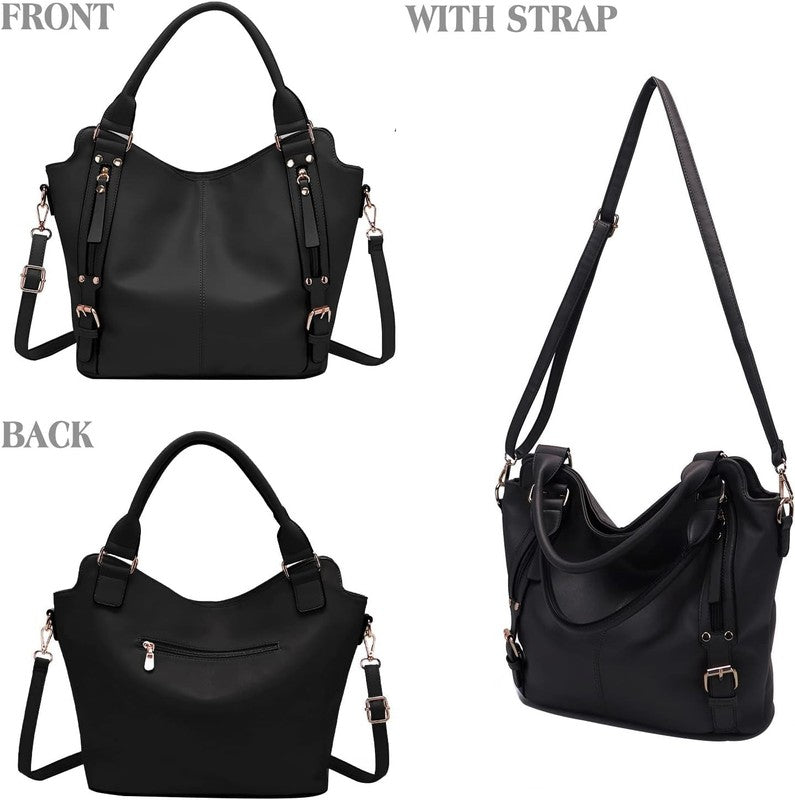 Women Large PU Leather Shoulder Tote Hobo Crossbody Bag Wallet Set 4PCS2