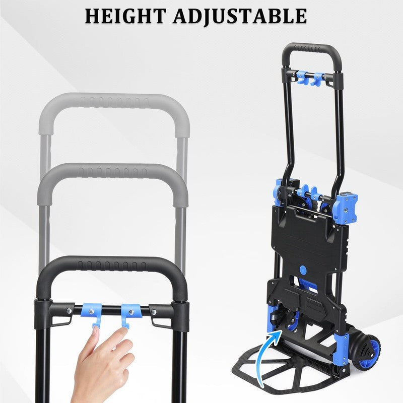Portable 2-in-1 Hand Truck & Dolly Cart Foldable 330LB Capacity Handle8