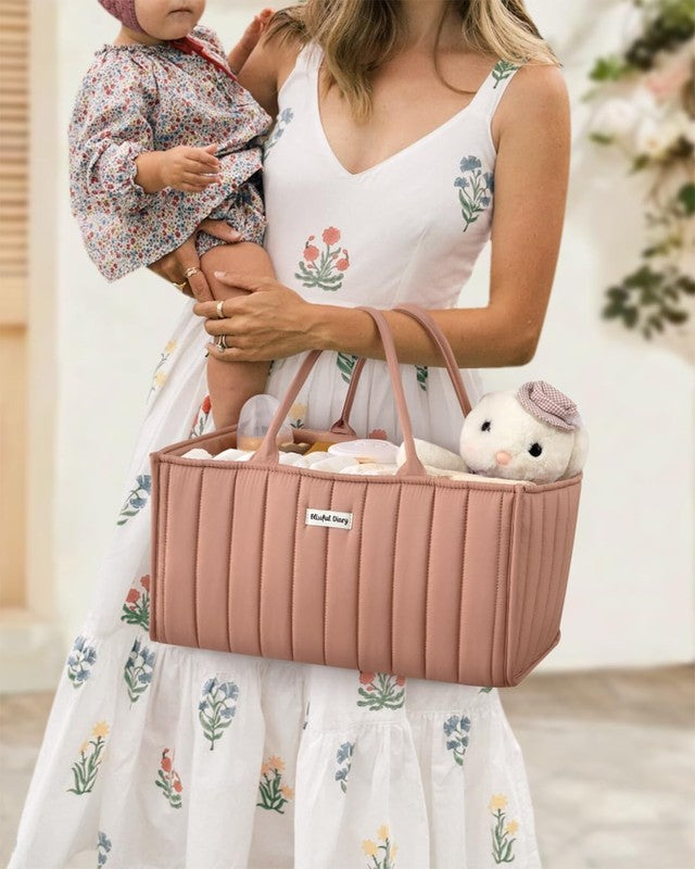 Baby Diaper Caddy Organizer Storage Basket Newborn Essentials Pink4