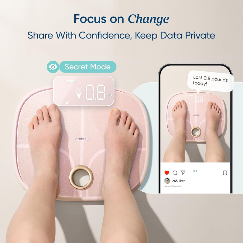 Smart Body Weight Scale BMI Body Fat Muscle Bluetooth 13 Metrics Pink4