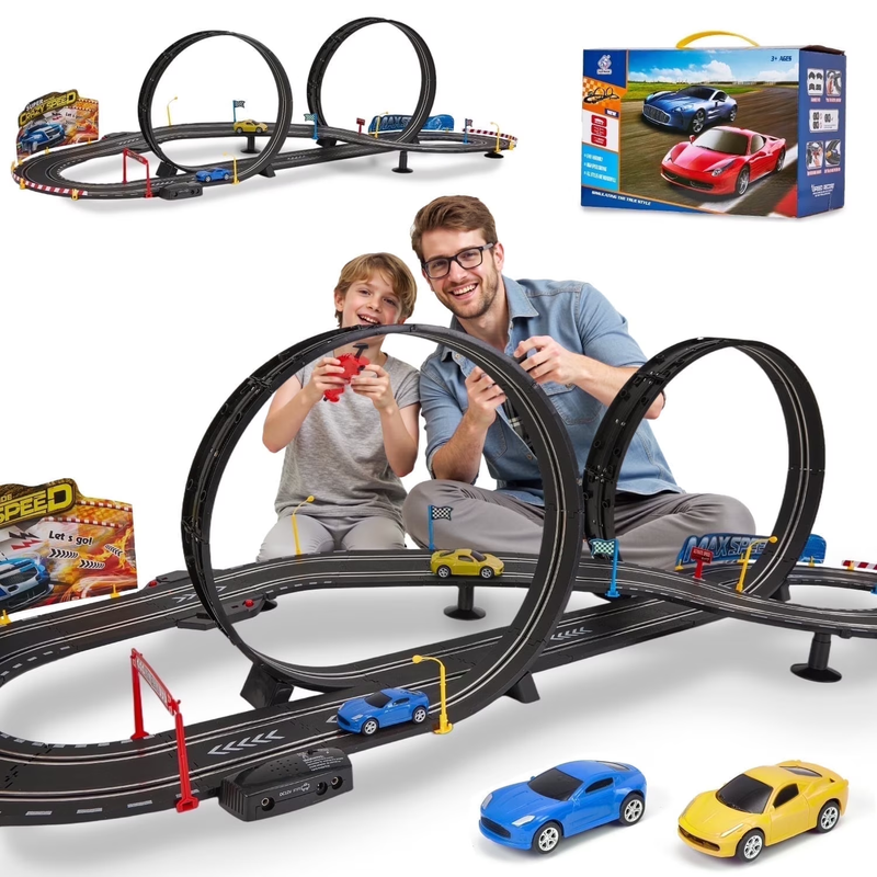Slot Car Race Track Set for Kids, 20.3Ft Electric Race Car Track Set with 2 High10