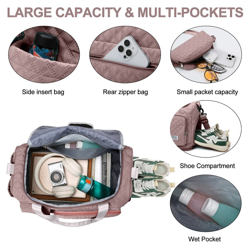 Travel Duffle Bag Weekender Bags for Women with Shoe Compartment Carry on Overni2