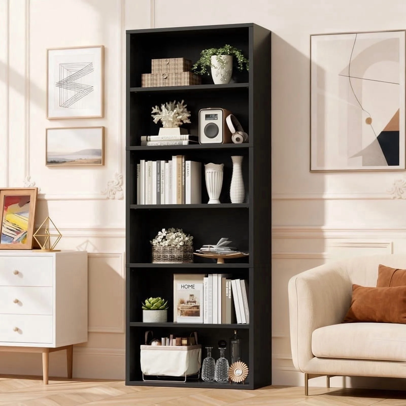 6-Shelf Standing Bookcase, Sturdy Storage for Home Office, Living Room,Black9