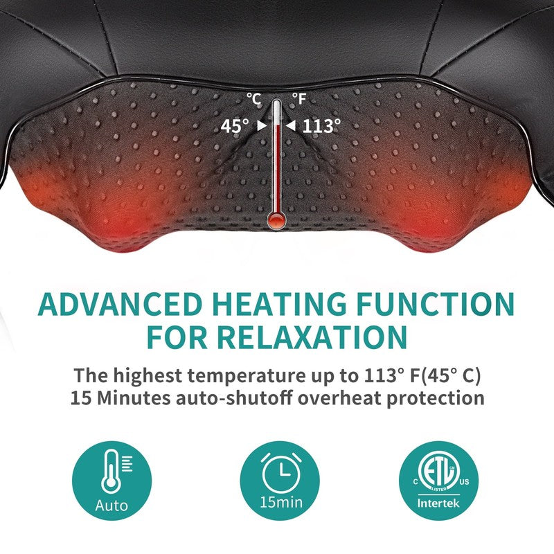 Shiatsu Neck Massager w/ Heat, 3D Deep Tissue Kneading Pillow – Black7
