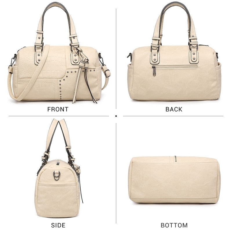 Women Soft Vegan Leather Barrel Bags Large Top Handle Totes Satchel Handbags Sho2