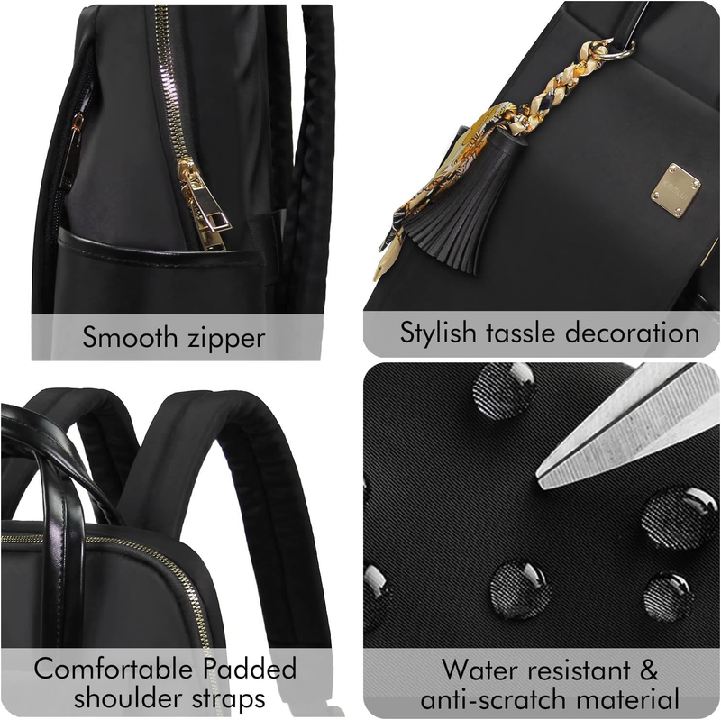 Womens Waterproof Laptop Backpack 14–16 Inch Polyester Black5