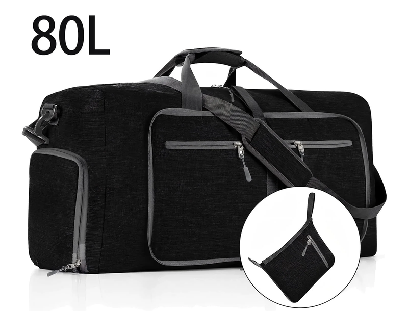 28" Travel Duffle Bag for Men, 80L Foldable Travel Duffel Bag with Shoes Compart0