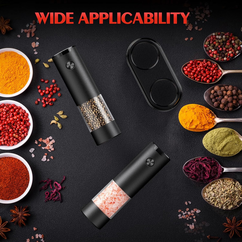 Electric Salt & Pepper Grinder Set Automatic Adjustable LED Pepper Mill Shaker4