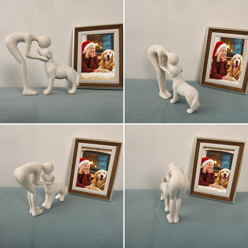 Dog Sculpture Home Decor Cute Man and Dog Statue Decoration for Office、Living Ro7