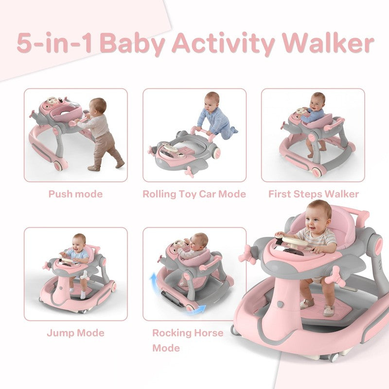 5-In-1 Musical Baby Walker with Wheels, Foldable Baby Walker for Boys Girls, Pin6